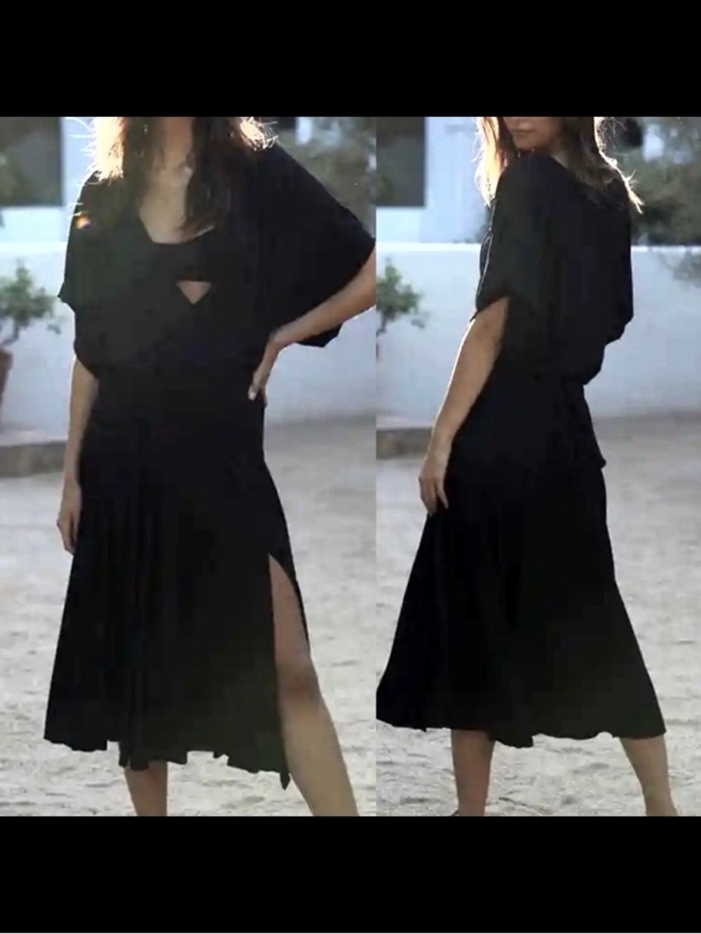 Free People Beach Kauai Midi Maxi Faux Wrap Dress: Black